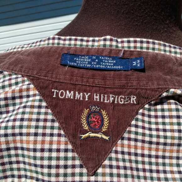 Vintage Tommy Hilfiger Shirt Brown Checked Retro 80s 90s Made in Taiwan Medium - Picture 2 of 11